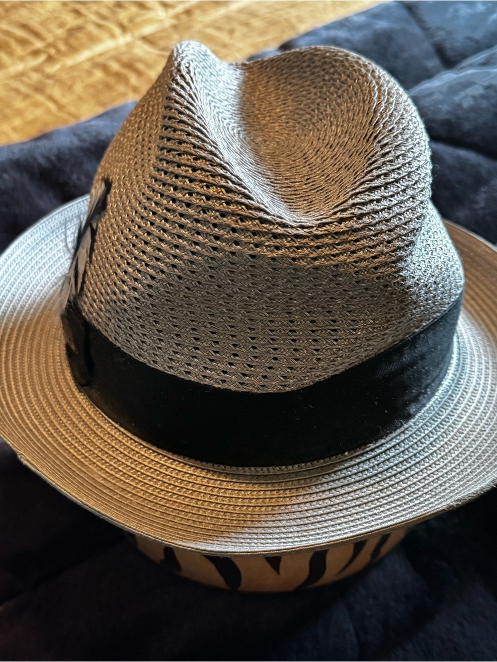 Classic Gray Straw Fedora with Black Band DOBBS BRAND